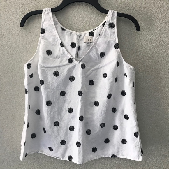 a new day Tops - A new day white & Black polka dot v neck tank sz m